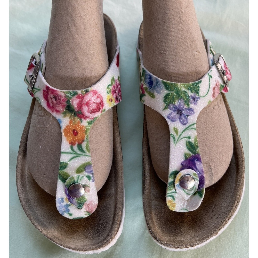 Giulia Palai Girls Kids Sandals Size 1 Pretty! Floral And White